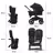 Bugaboo Donkey 5 twin stroller graphite base, midnight black fabrics, grey mélange sun canopy - Thumbnail Slide 10 of 12