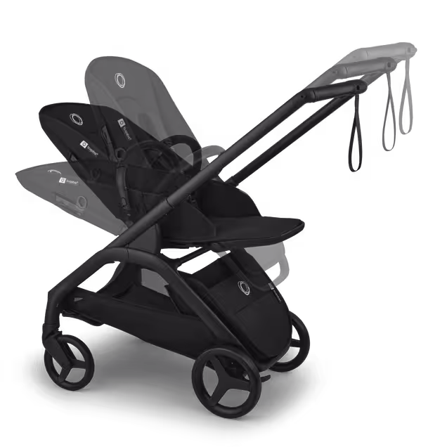 Bugaboo Dragonfly Plus 2-in-1 stroller black base, grey melange fabrics, misty white sun canopy - Main Image Slide 11 of 11