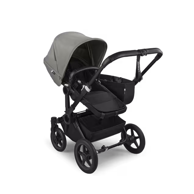 PP Bugaboo Donkey 5 Mono bassinet and seat stroller black base, midnight black fabrics, forest green sun canopy - Main Image Slide 2 of 10