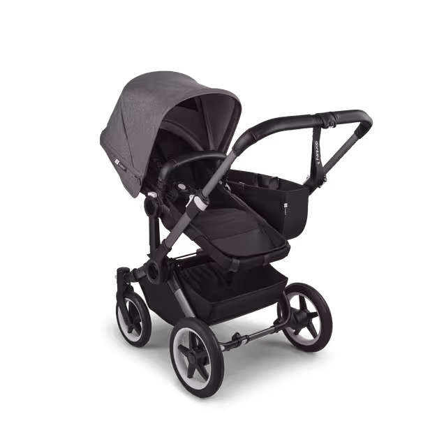 Bugaboo Donkey 5 Mono 2-in-1 stroller graphite base, midnight black fabrics, grey mélange sun canopy - Main Image Slide 2 of 12