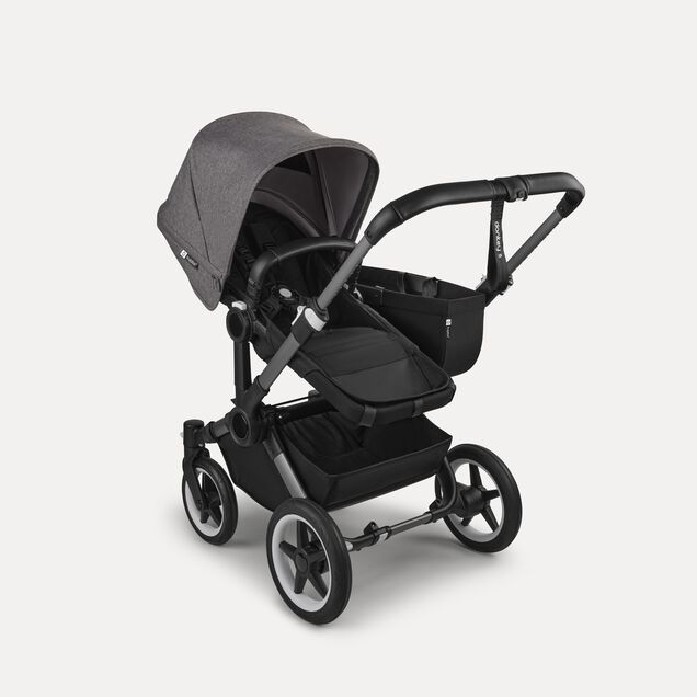 Bugaboo Donkey 5 Mono 2-in-1 stroller graphite base, midnight black fabrics, grey mélange sun canopy - Main Image Slide 2 van 12