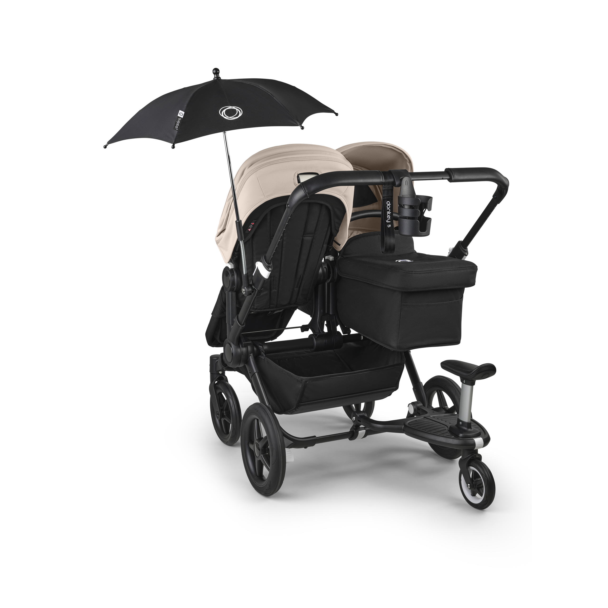 Bugaboo Donkey 5 Duo double stroller black base, forest green fabrics, forest green sun canopy - Thumbnail Slide 11 of 11