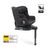 Bugaboo Owl by Nuna car seat in black fabrics on the 360 ISOFIX Base, with stability leg extended. Text reads: i-Size approved. - Thumbnail Slide 1 of 8