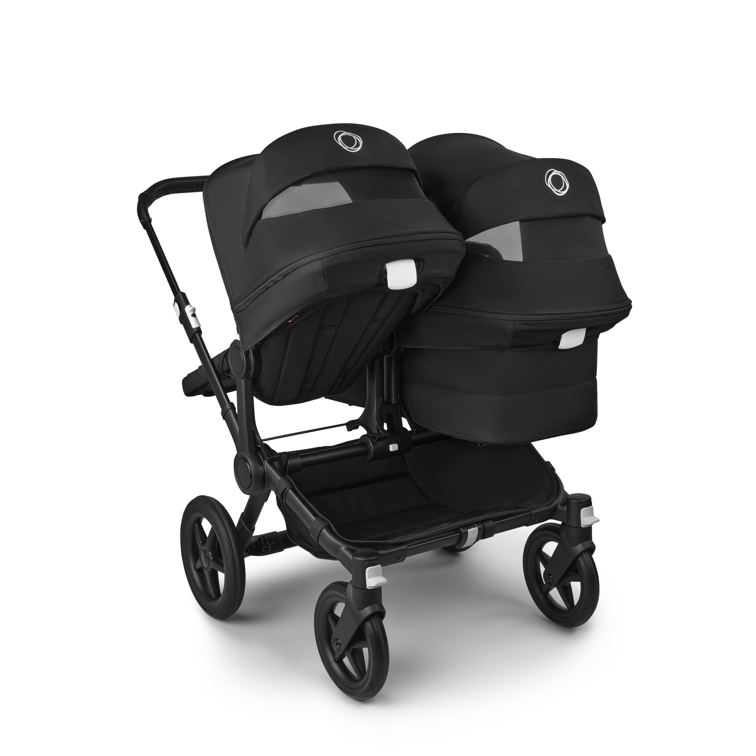 Bugaboo Donkey 5 Duo double stroller black base, midnight black fabrics, midnight black sun canopy - Thumbnail Slide 4 of 11
