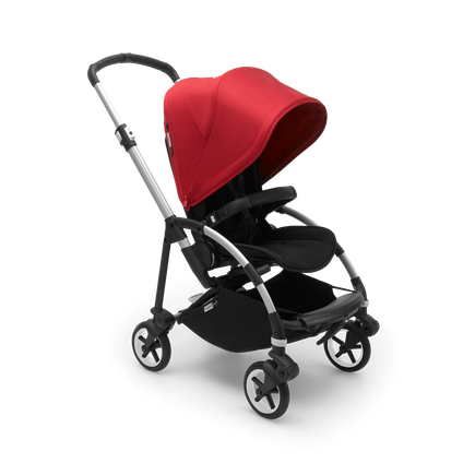 Bugaboo Bee 6 seat stroller red sun canopy, black fabrics, aluminium base - view 1