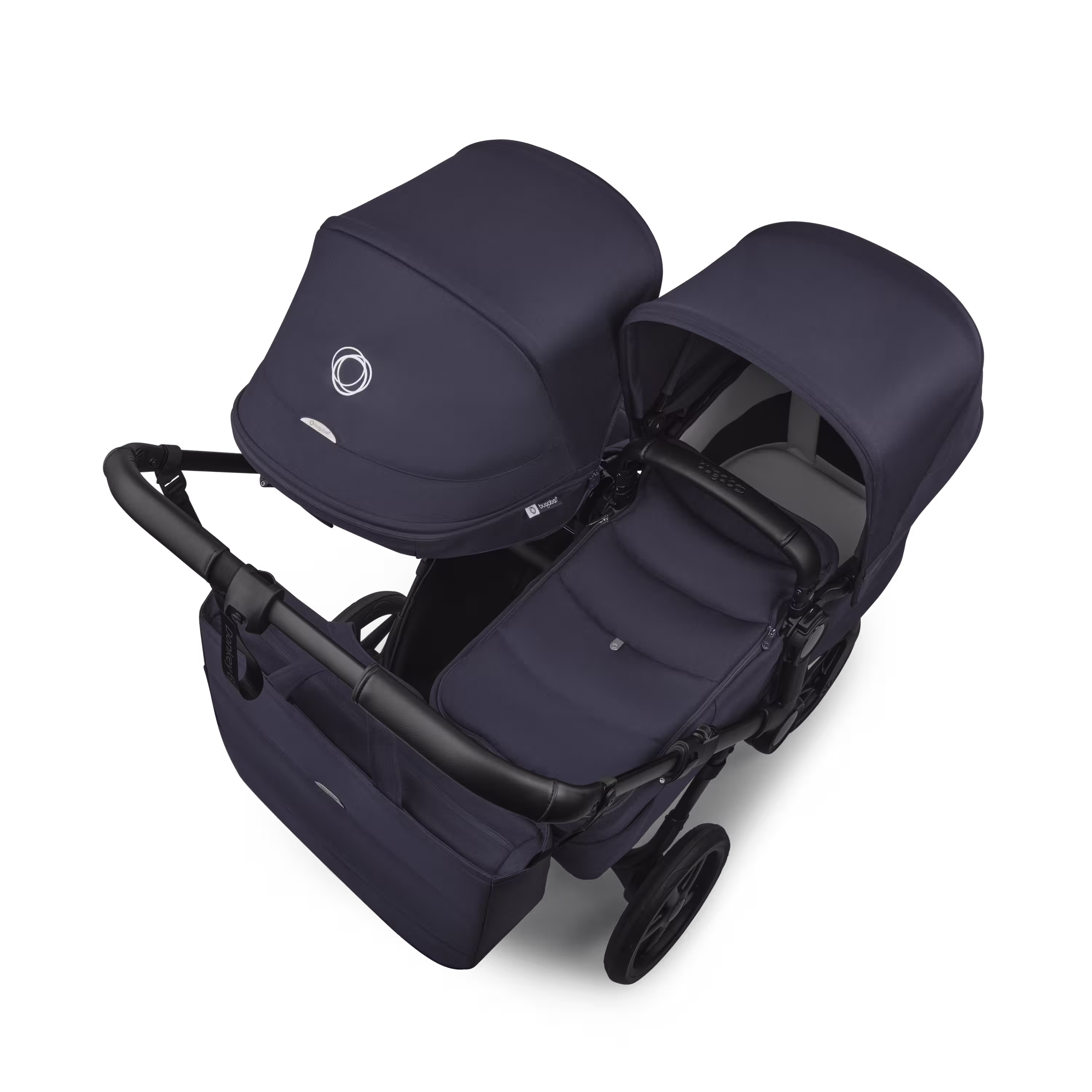 Bugaboo Donkey 6 double pram black base, deep indigo fabrics, deep indigo sun canopy  - Main Modal Image Slide 4 of 10