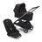 RBLU Bugaboo Dragonfly bassinet and seat stroller graphite base, midnight black fabrics, midnight black sun canopy - Thumbnail Slide 1 van 12
