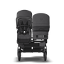 Bugaboo Donkey 5 Duo bassinet and seat stroller black base, mineral washed black fabrics, mineral washed black sun canopy - Thumbnail Slide 2 of 12