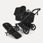 Bugaboo Donkey 6 2-in-1  stroller black base, heritage black fabrics, heritage black sun canopy view 1