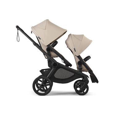 Bugaboo Kangaroo seat-only tandem black base, desert taupe fabrics, desert taupe sun canopy - view 2