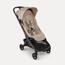 Bugaboo Butterfly 2 Plus travel stroller black base, desert taupe fabrics, desert taupe sun canopy