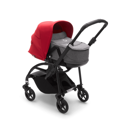 Bugaboo Bee 6 bassinet and seat stroller red sun canopy, grey mélange fabrics, black base - view 1