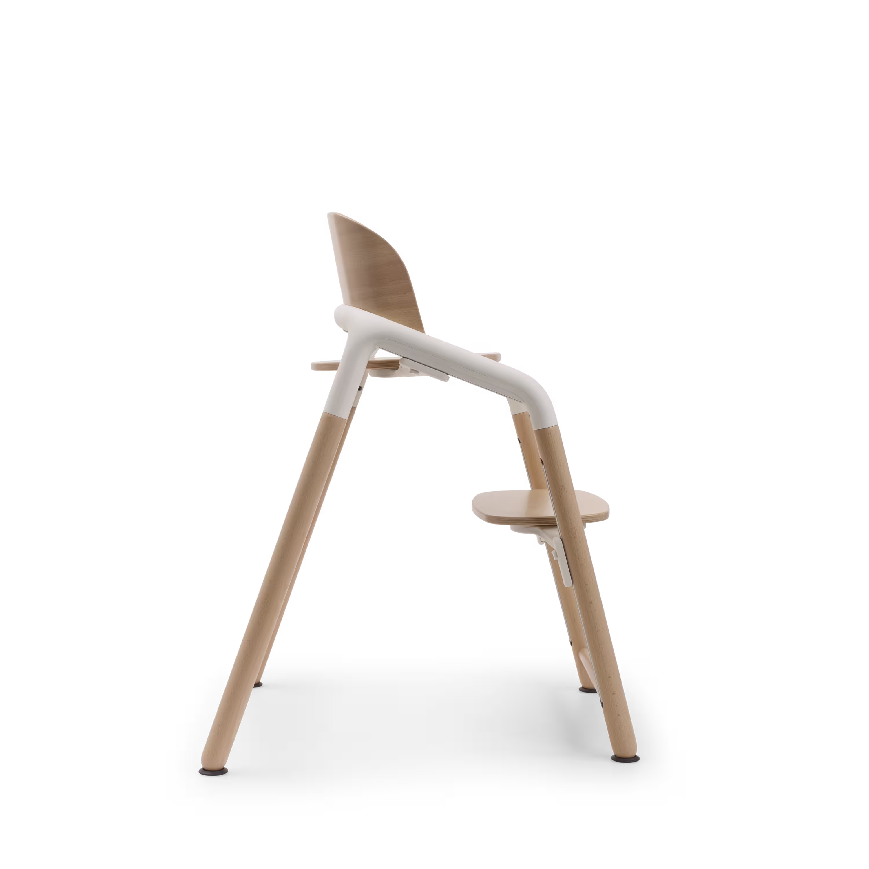 Side view of the Bugaboo Giraffe chair in neutral wood/white. - Main Modal Image Slide 7 of 8