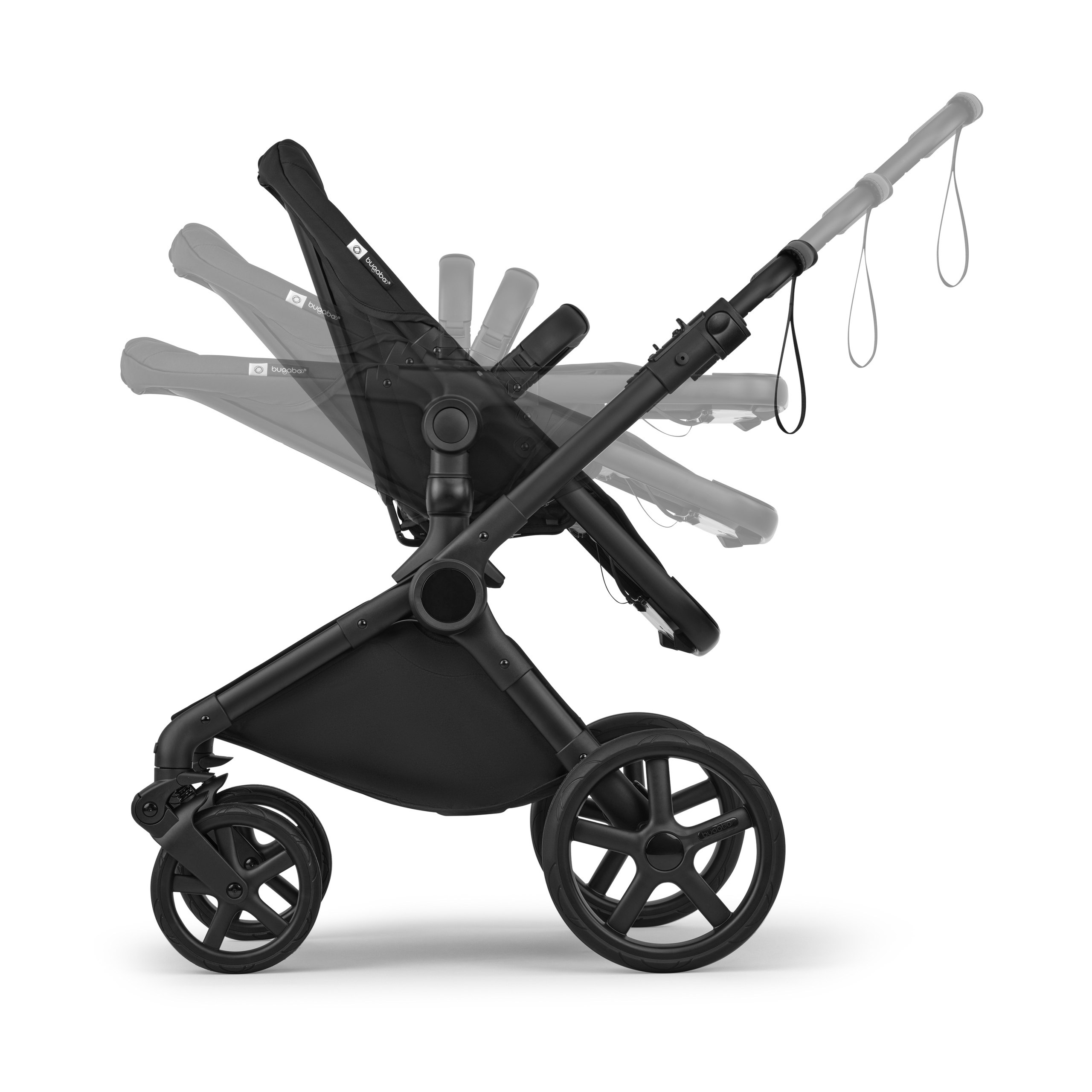 Bugaboo Cub 2-in-1 pram black base, heritage black fabrics, heritage black sun canopy - Thumbnail Slide 9 of 12