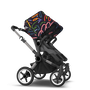 Bugaboo Donkey 5 Twin bassinet and seat stroller graphite base, grey mélange fabrics, art of discovery dark blue sun canopy - Thumbnail Slide 8 of 15