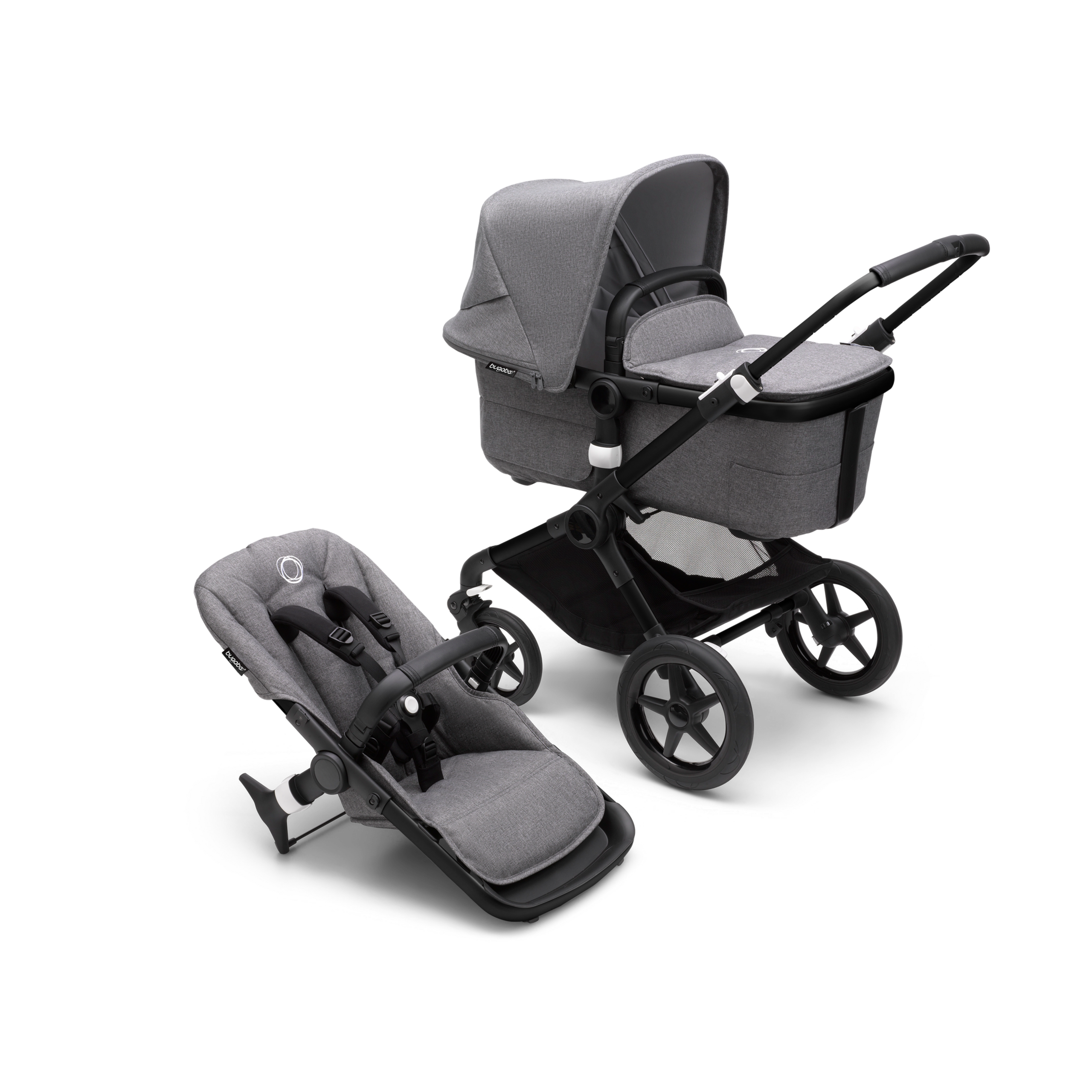 Refurbished Bugaboo Fox 3 complete BLACK/GREY MELANGE-GREY MELANGE - Thumbnail Slide 1 van 5