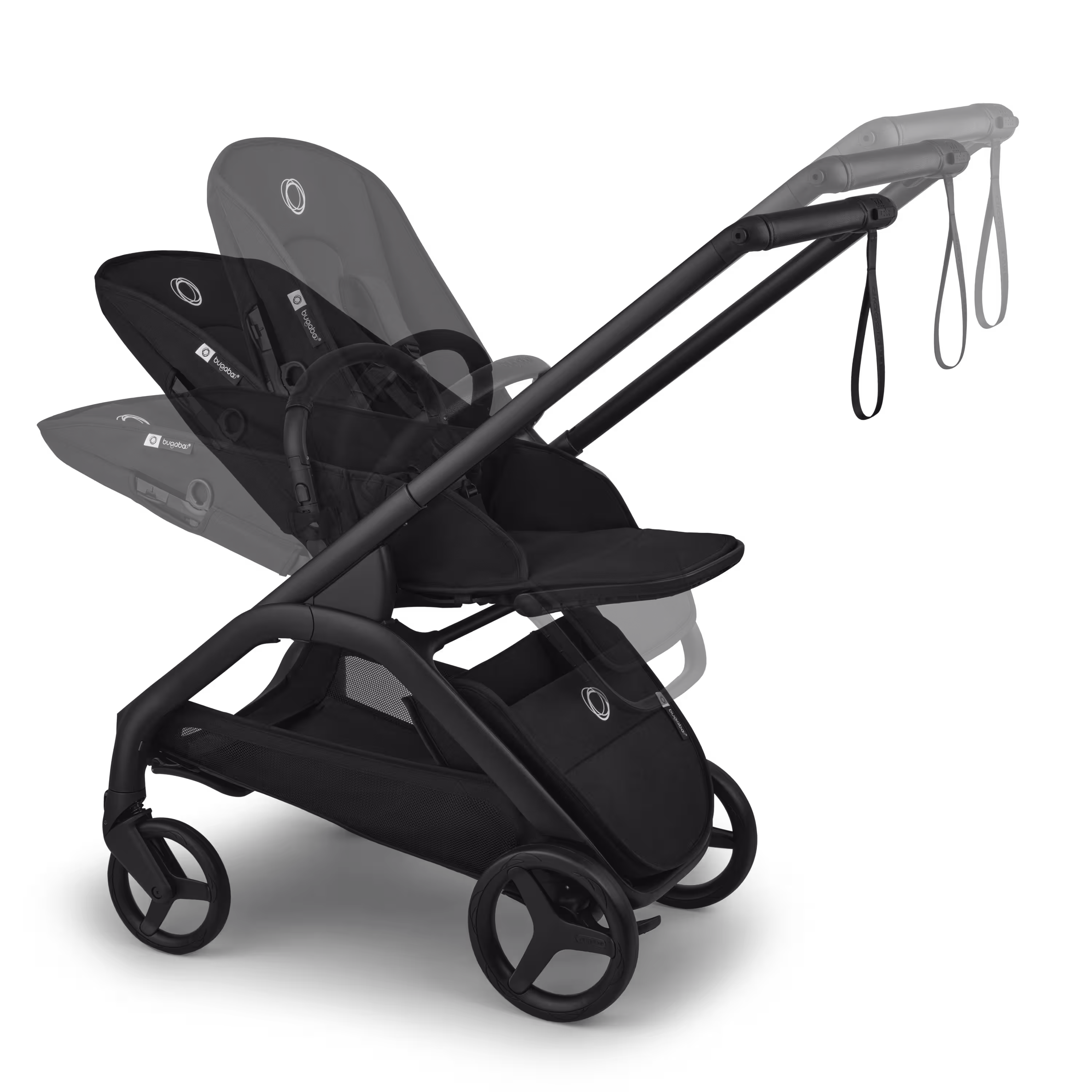 Bugaboo Dragonfly Plus seat stroller graphite base, heritage black fabrics, misty white sun canopy - Main Modal Image Slide 8 of 11