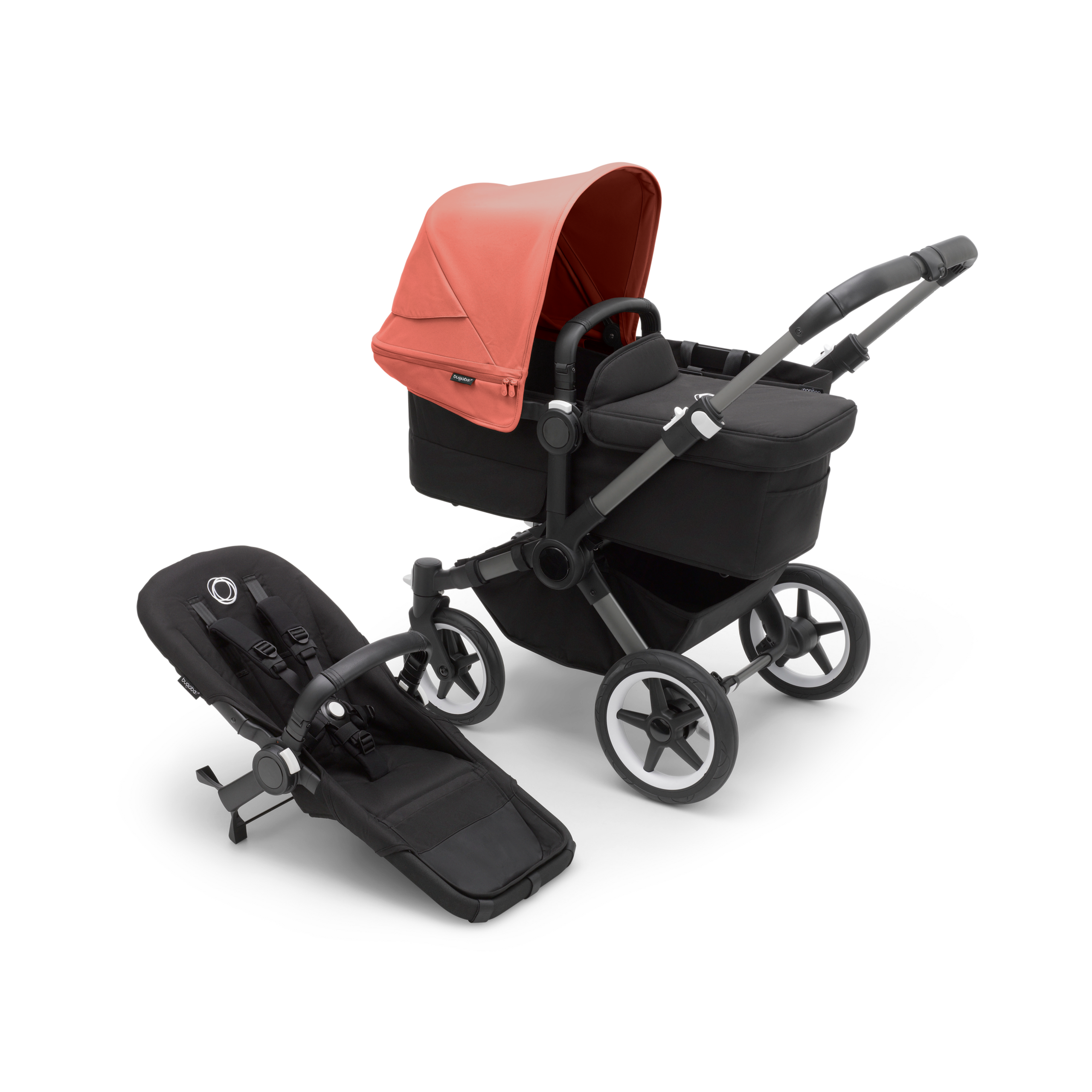Bugaboo Donkey 5 Mono complete ASIA GRAPHITE/MIDNIGHT BLACK-SUNRISE RED - Thumbnail Slide 1 of 11