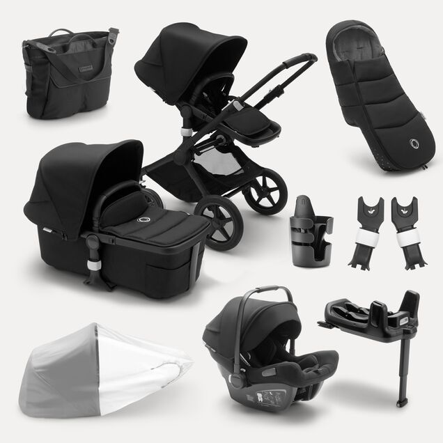 Bugaboo Fox 2 Ready to go further bundle black sun canopy, black fabrics, black base - Main Image Slide 1 of 8