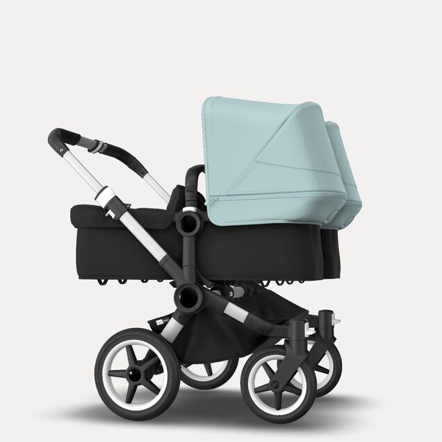 Bugaboo Donkey 3 Twin seat and bassinet stroller vapor blue sun canopy, black fabrics, aluminium base - Main Image Slide 4 van 9