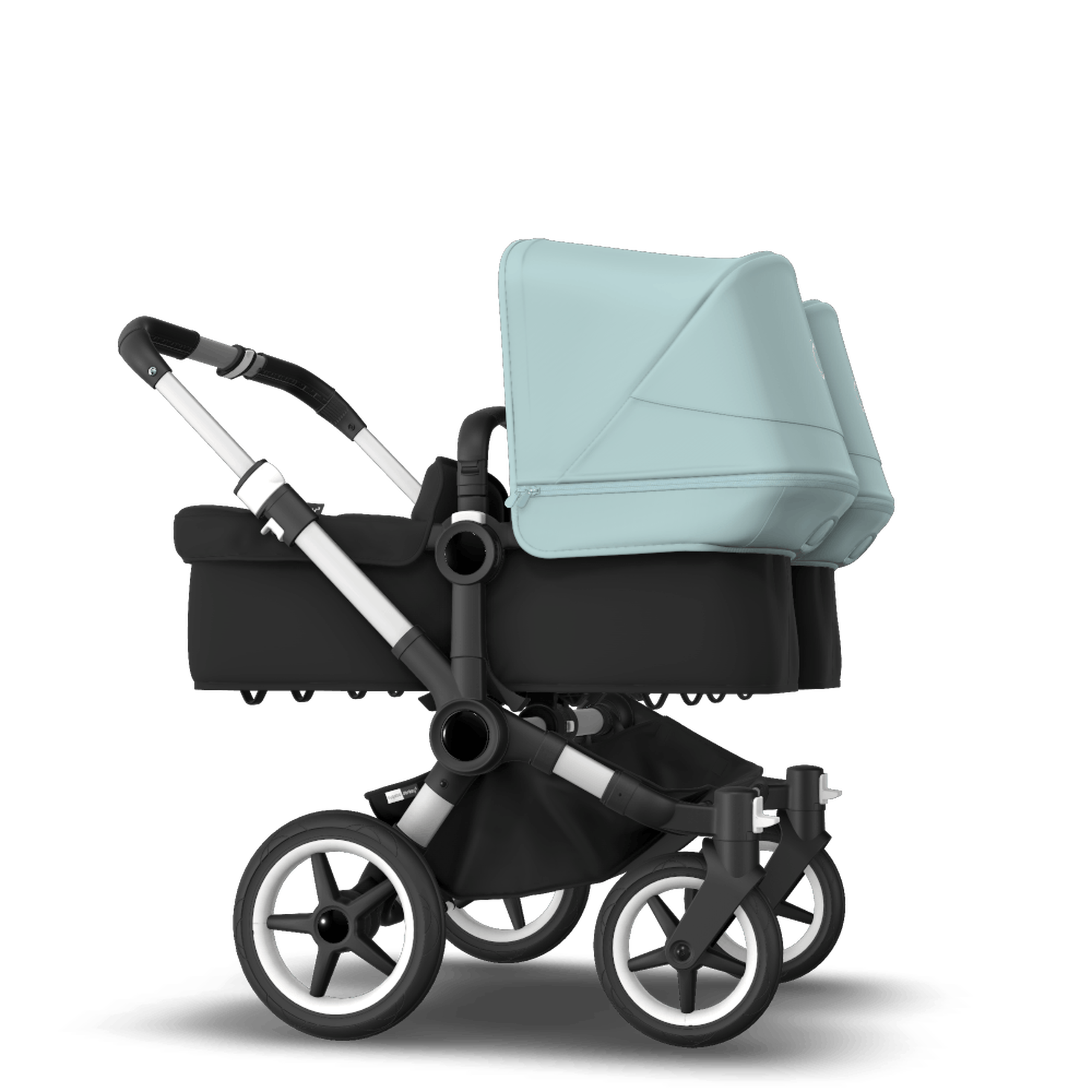 Bugaboo Donkey 3 Twin seat and bassinet stroller vapor blue sun canopy, black fabrics, aluminium base - Thumbnail Slide 4 of 9
