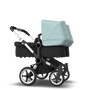 Bugaboo Donkey 3 Twin seat and bassinet stroller vapor blue sun canopy, black fabrics, aluminium base - Thumbnail Slide 4 of 9