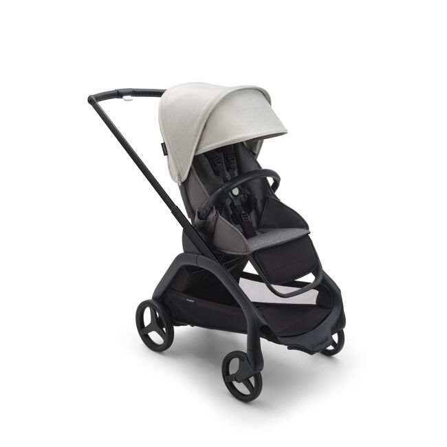 Bugaboo Dragonfly seat stroller with black chassis, grey melange fabrics and misty white sun canopy. - Main Image Slide 1 of 18