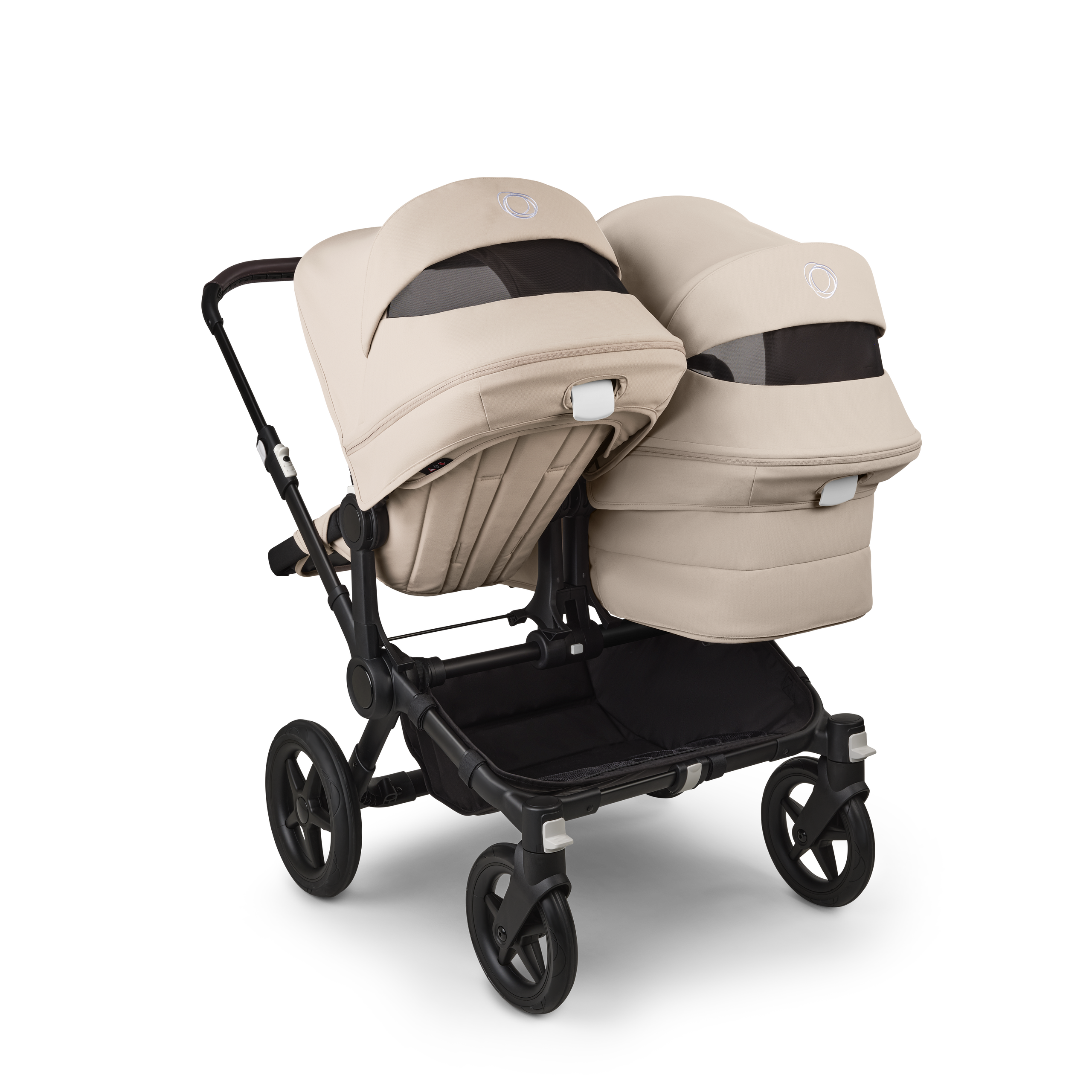 Bugaboo Donkey 5 Duo double pushchair black base, desert taupe fabrics, desert taupe sun canopy - Thumbnail Slide 3 of 10