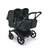 Bugaboo Donkey 6 twin stroller black base, fern green fabrics, fern green sun canopy - Thumbnail Slide 1 of 8