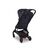 View from the back of a Bugaboo Butterfly 2 travel pram with black chassis, Deep Indigo fabrics, and Deep Indigo sun canopy. - Thumbnail Slide 3 of 9