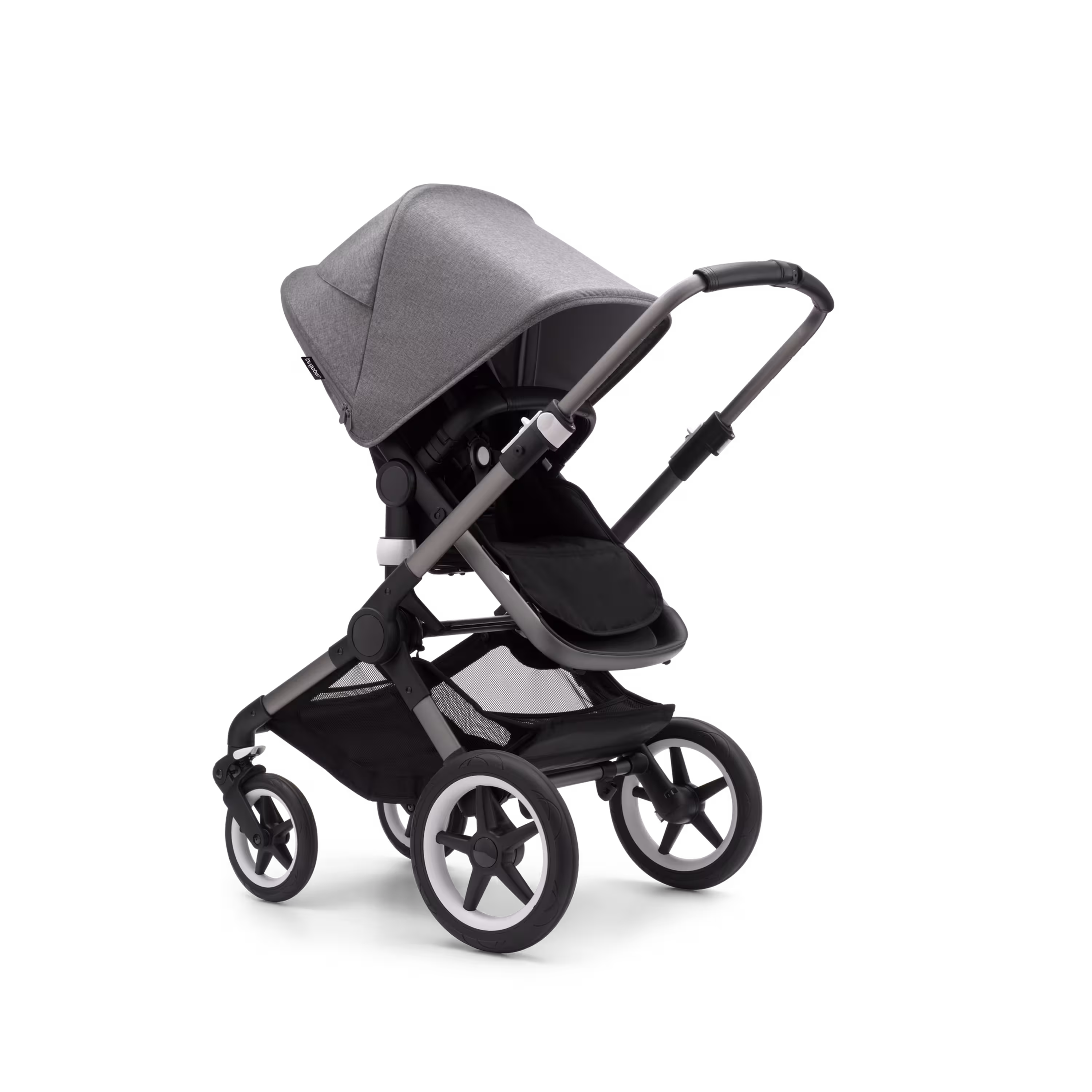 Bugaboo Fox 3 bassinet and seat stroller graphite base, midnight black fabrics, grey melange sun canopy - Main Modal Image Slide 7 of 7