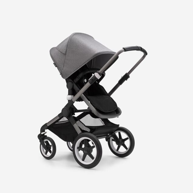 Bugaboo Fox 3 seat stroller with graphite frame, black fabrics, and grey sun canopy. - Main Image Slide 7 of 7