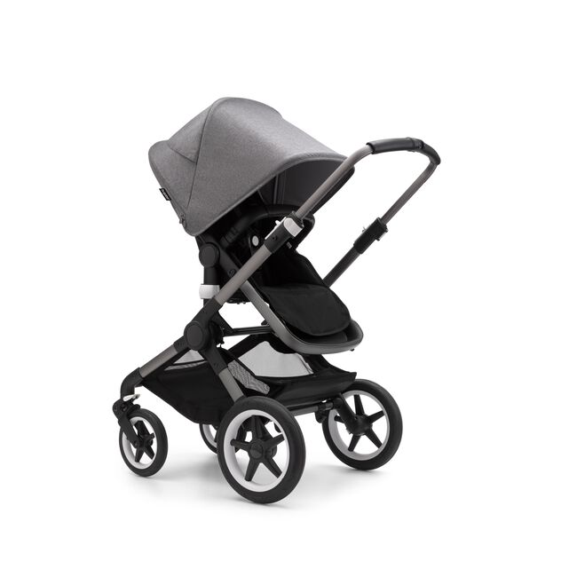 Bugaboo Fox 3 seat stroller with graphite frame, black fabrics, and grey sun canopy. - Main Image Slide 7 of 7