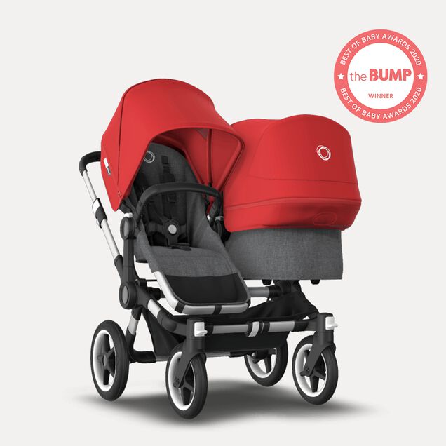 US - Bugaboo D3D stroller bundle aluminum grey melange red - Main Image Slide 1 of 4