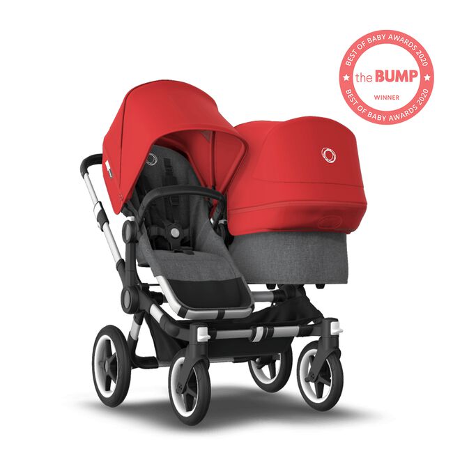 US - Bugaboo D3D stroller bundle aluminum grey melange red - Main Image Slide 1 of 4