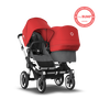 US - Bugaboo D3D stroller bundle aluminum grey melange red - Thumbnail Slide 1 of 4