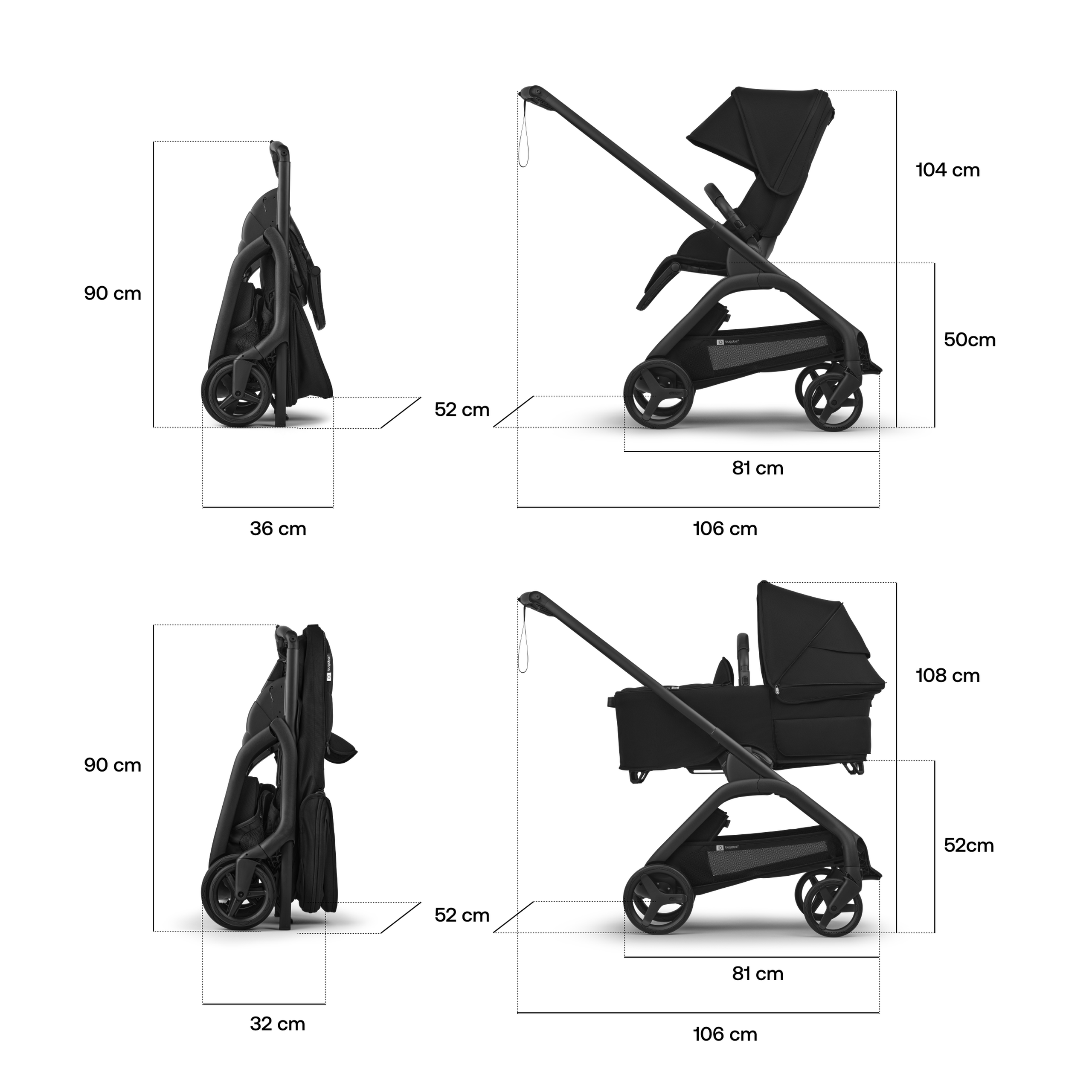 Bugaboo Dragonfly Plus 2-in-1 pushchair graphite base, grey melange fabrics, grey melange sun canopy  - Thumbnail Slide 5 of 11