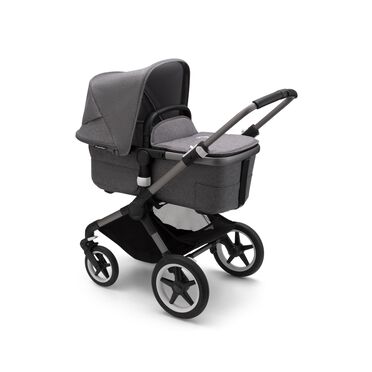 Bugaboo Fox 3 bassinet and seat stroller graphite base, grey melange fabrics, grey melange sun canopy - view 2