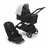 Bugaboo Dragonfly bassinet and seat stroller with black chassis, midnight black fabrics and misty white sun canopy. - Thumbnail Slide 1 of 16