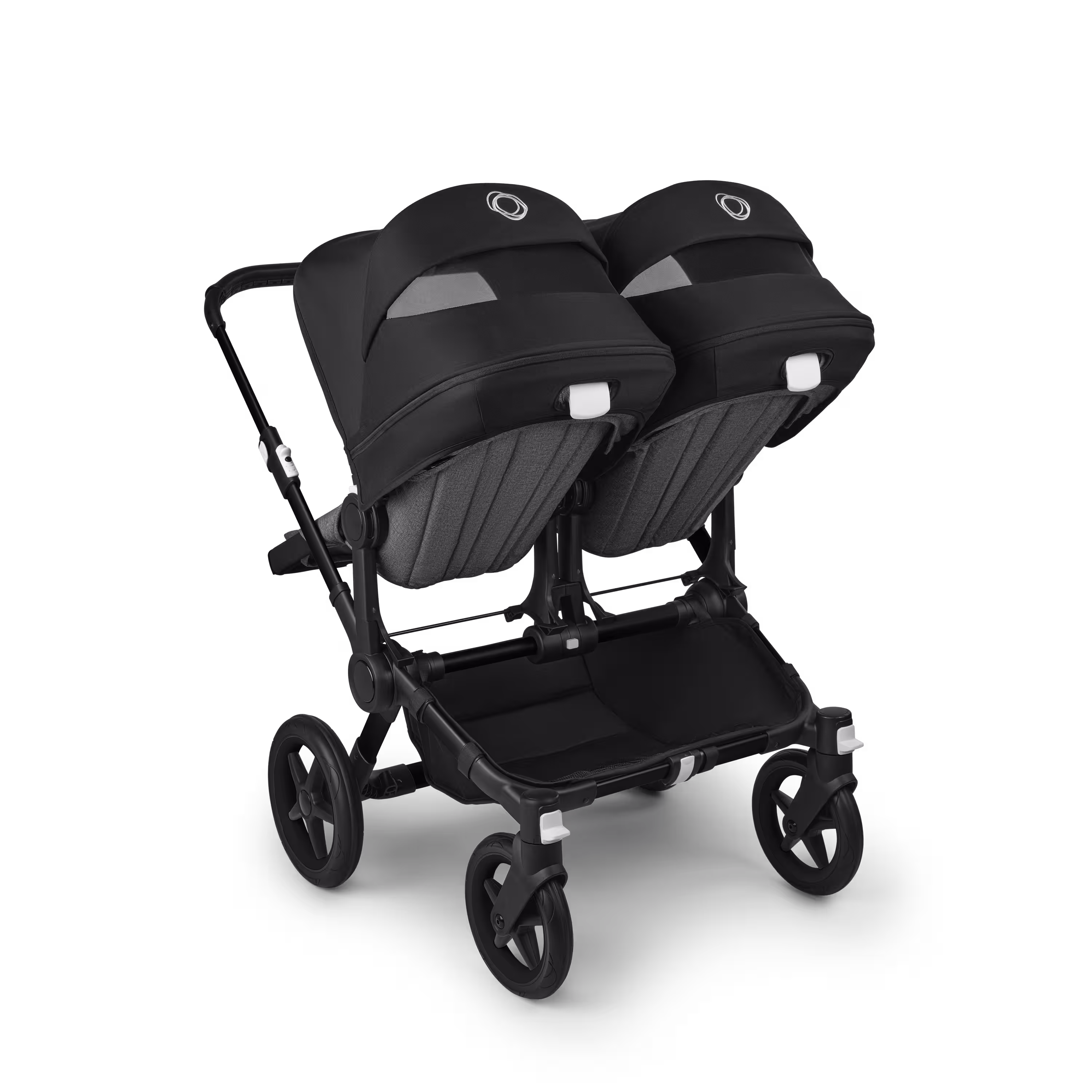 Bugaboo Donkey 5 twin stroller black base, grey mélange fabrics, midnight black sun canopy - Main Modal Image Slide 4 of 12