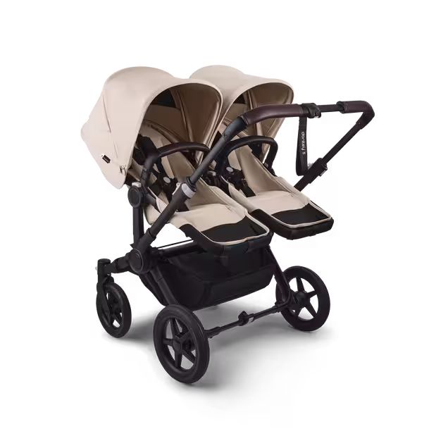 Bugaboo Donkey 5 twin pushchair black base, desert taupe fabrics, desert taupe sun canopy - Main Image Slide 3 of 12