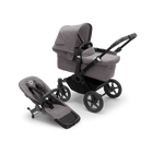 Bugaboo Donkey 5 Mono bassinet and seat stroller black base, grey mélange fabrics, grey mélange sun canopy