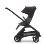 Side view of the Bugaboo Dragonfly seat stroller with black chassis, grey melange fabrics and midnight black sun canopy. - Thumbnail Slide 3 of 18