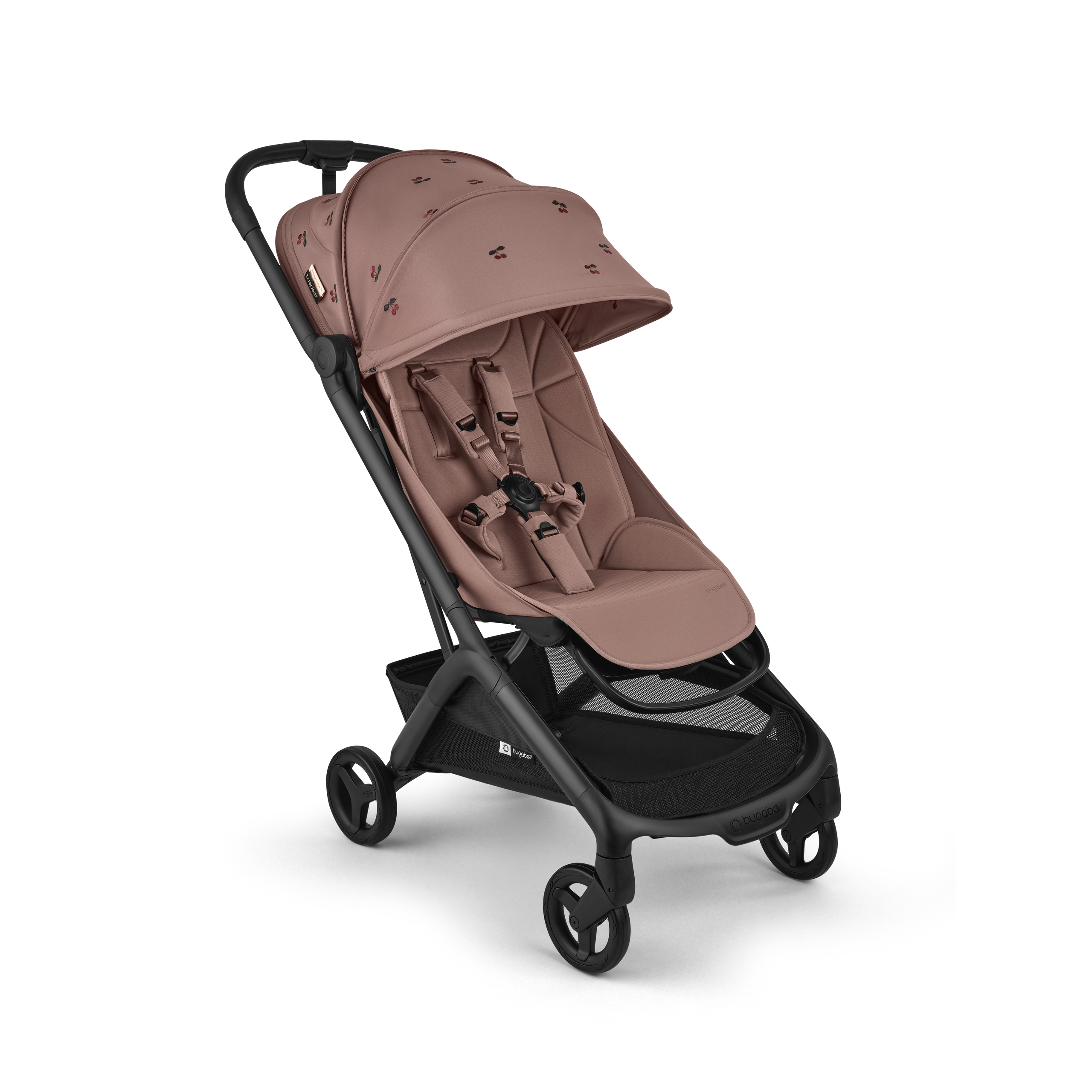 Bugaboo x Konges SlØjd limited edition Butterfly 2 travel stroller black base, dusty pink fabrics, dusty pink sun canopy - Thumbnail Slide 1 of 8