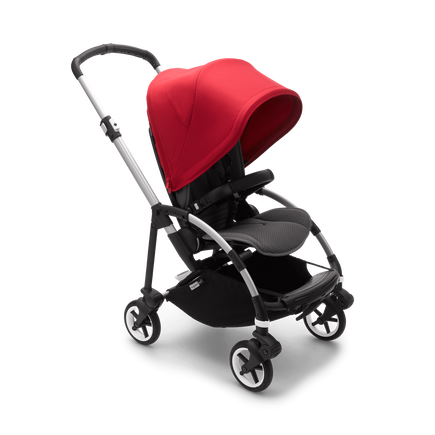 Bugaboo Bee 6 seat stroller neon red sun canopy, grey melange fabrics, aluminum chassis - view 1