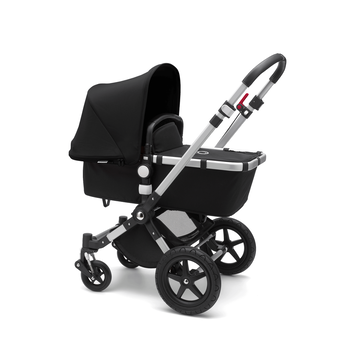 Bugaboo Cameleon 3 Plus seat and bassinet pram black sun canopy, black fabrics, aluminium base