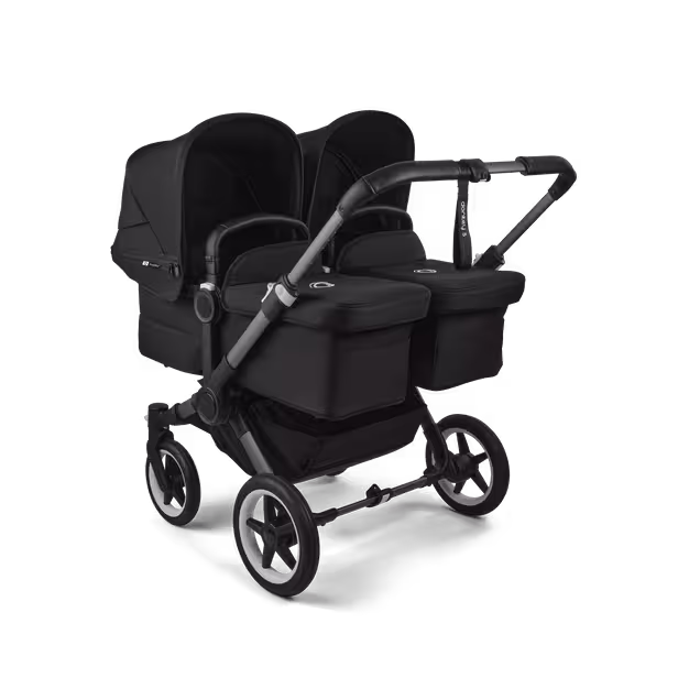 Bugaboo Donkey 5 twin stroller graphite base, midnight black fabrics, midnight black sun canopy - Main Image Slide 1 of 12