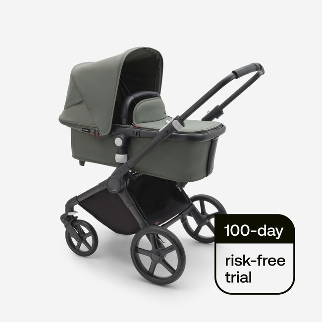 Bugaboo Fox Cub bassinet and seat stroller black base, forest green fabrics, forest green sun canopy - Main Image Slide 2 of 13