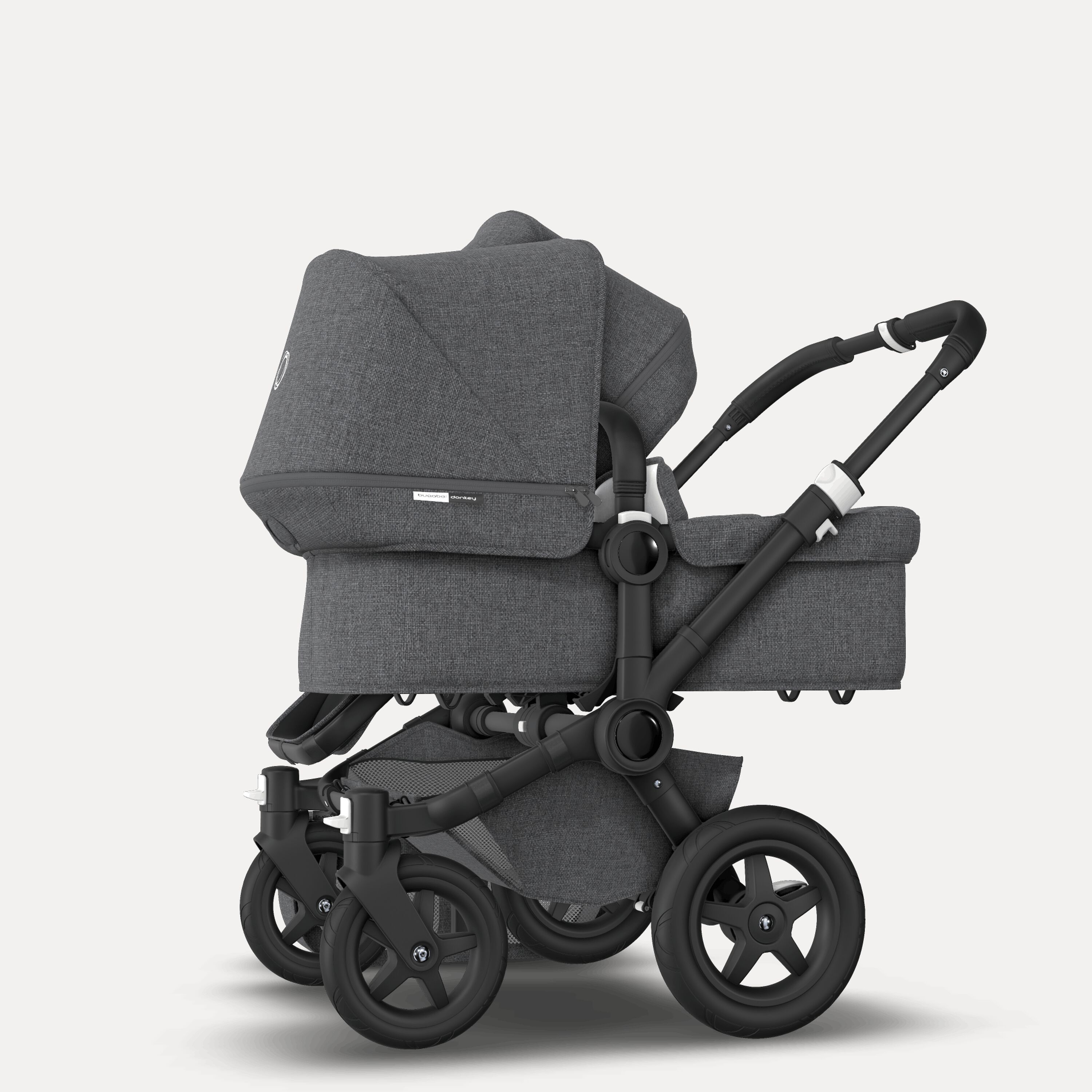 UK Bugaboo Donkey 2 Duo Classic Grey Melange, Black Chassis - Main Modal Image Slide 2 of 6