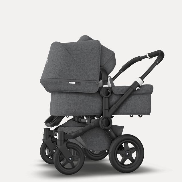 UK Bugaboo Donkey 2 Duo Classic Grey Melange, Black Chassis - Main Image Slide 2 of 6
